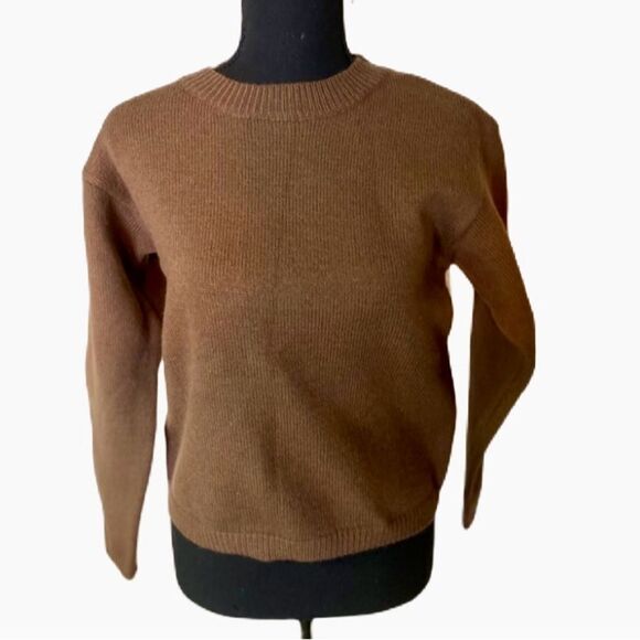#325 BROWN Stretch Crew Neck Sweater - Picture 1 of 7